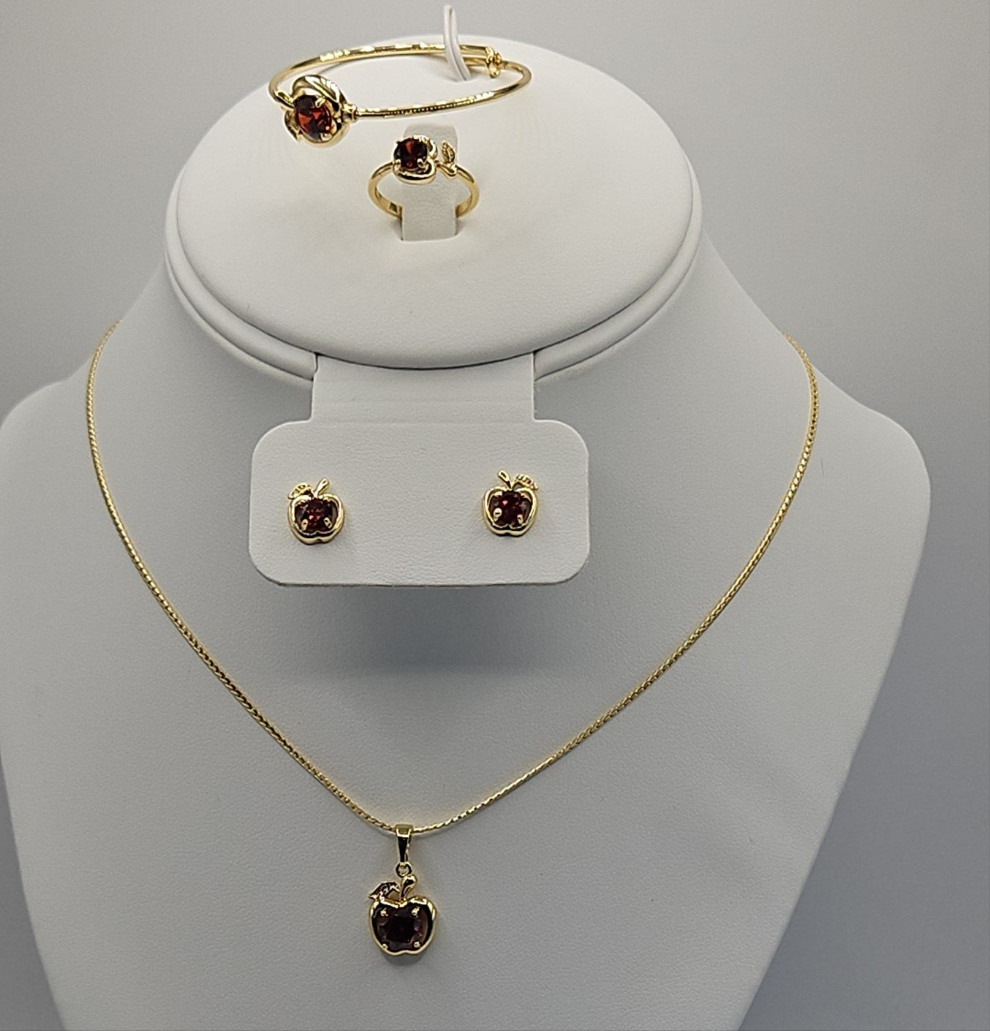 Red apple sets kids litter girl