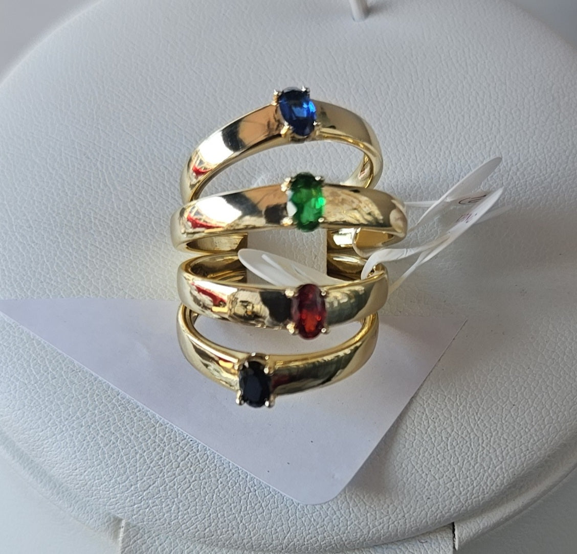 Gold plated ring different gemstones