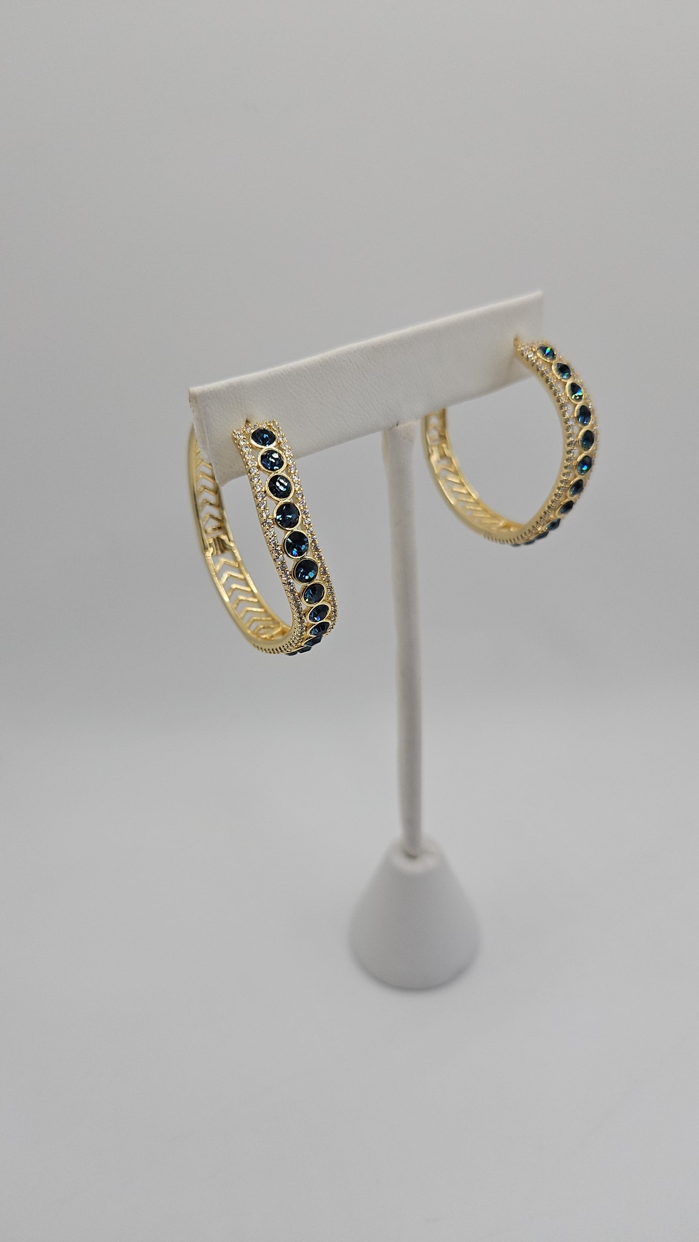 Dark blue earing hoops