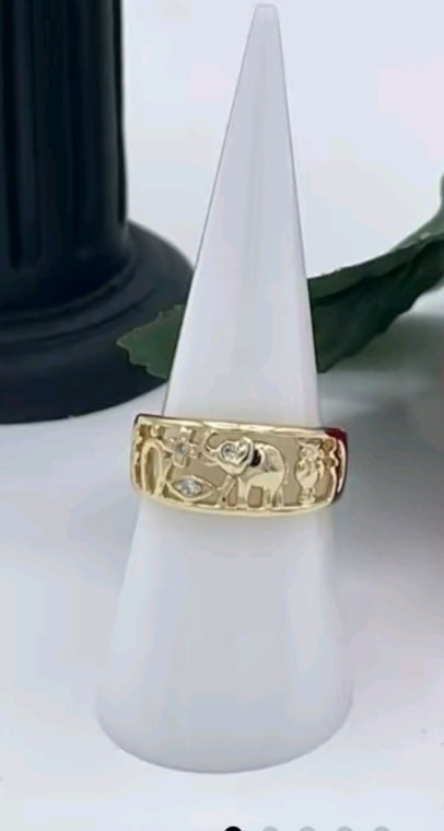 New Good Luck 14k Gold Ring Tri Tone Lucky Band ANY Size Elephant, Horse, Shoe