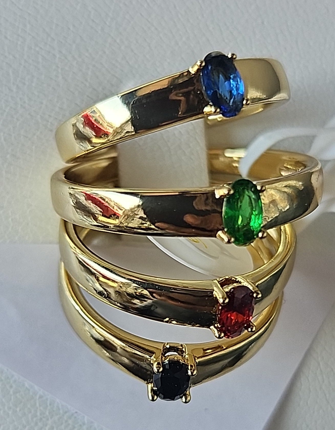 Gold plated ring different gemstones