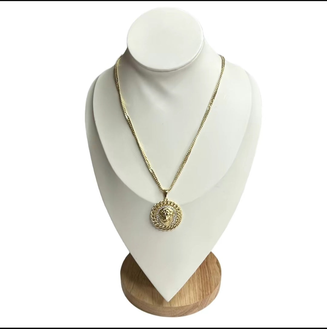 14k gold plated necklace with lion pendant