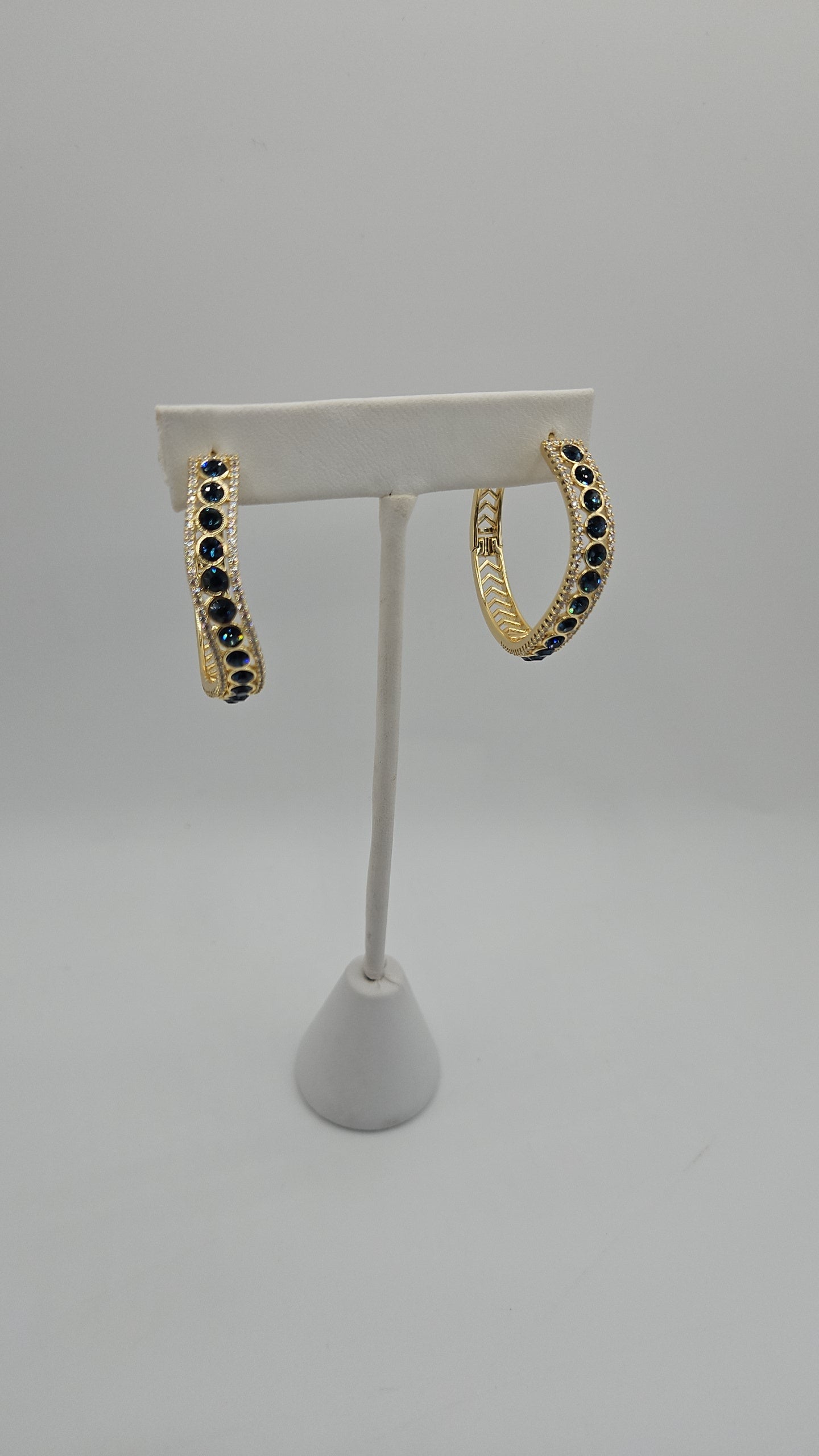 Dark blue earing hoops