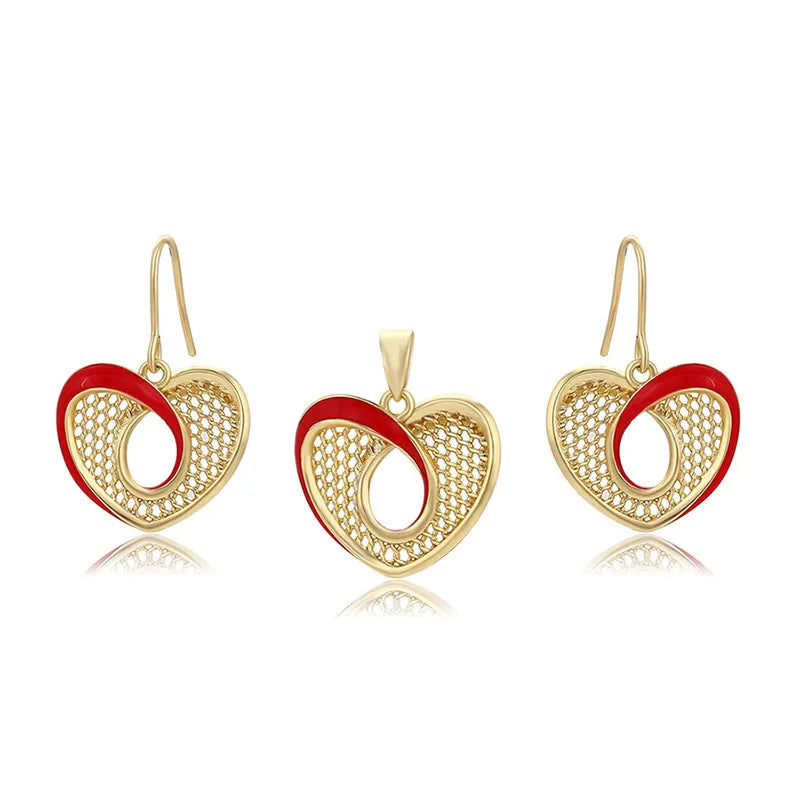 Heart red set with necklace