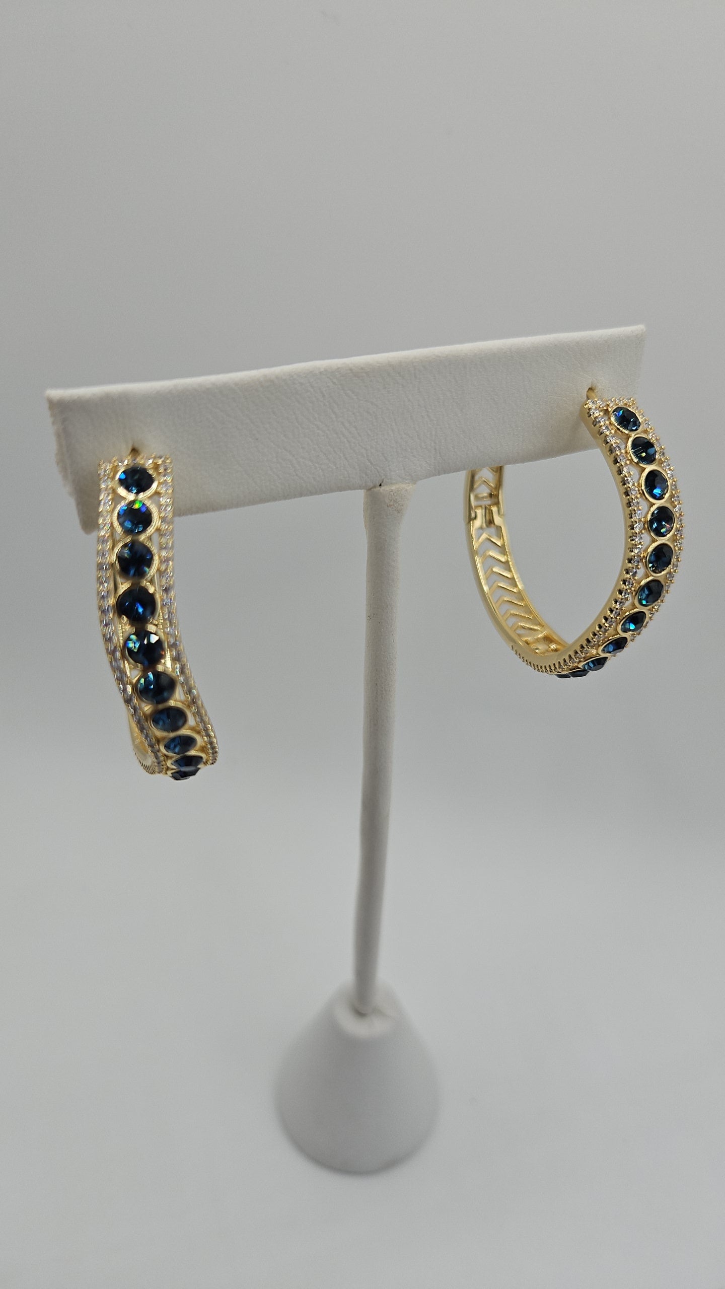Dark blue earing hoops