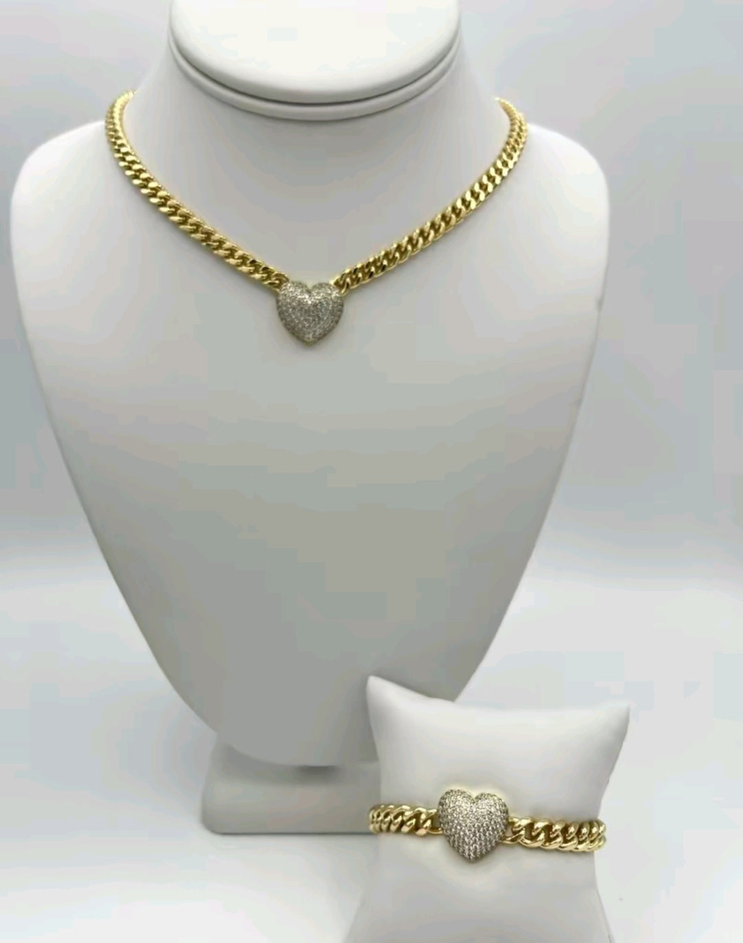 Heart necklace sets 14k gold plated