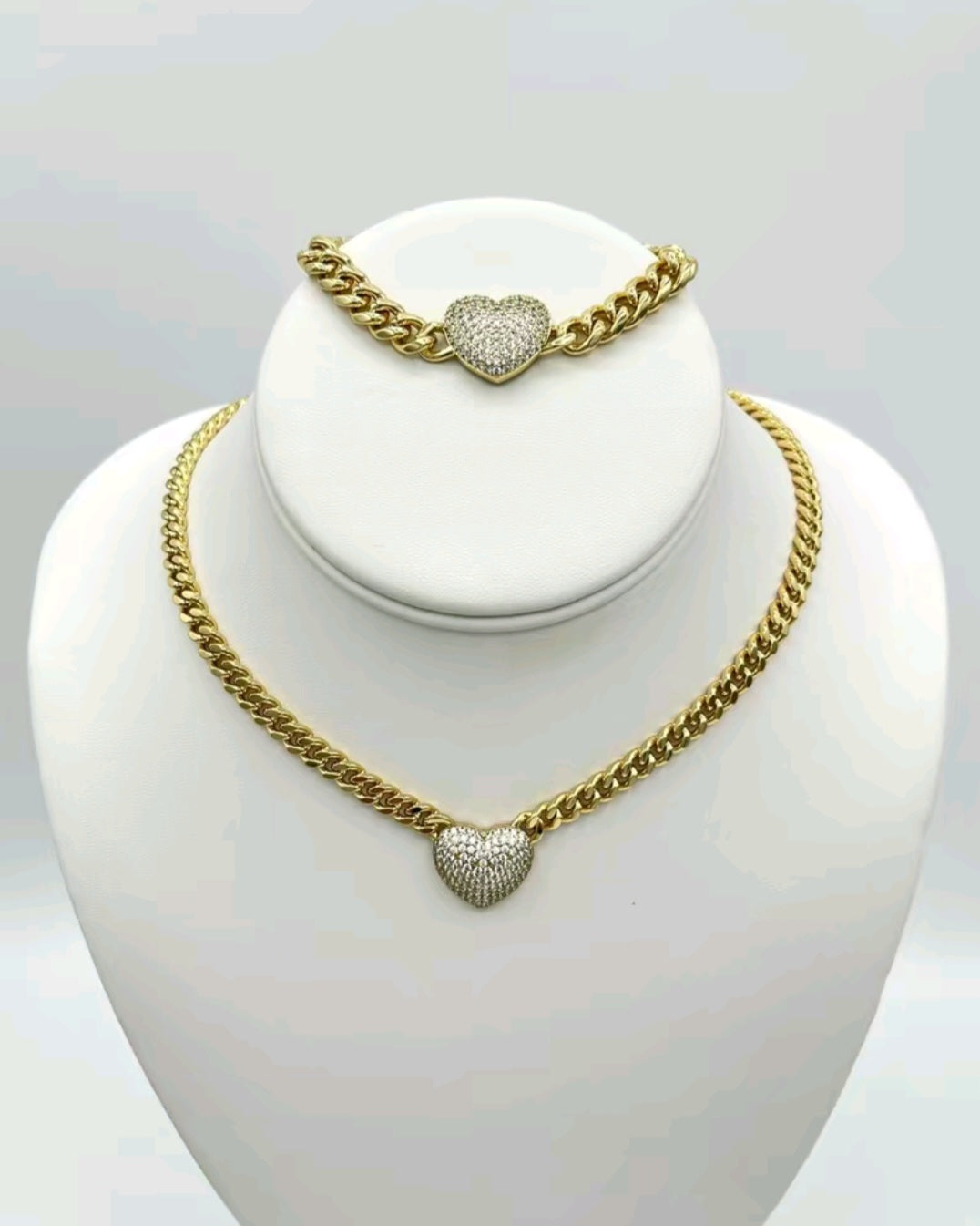 Heart necklace sets 14k gold plated