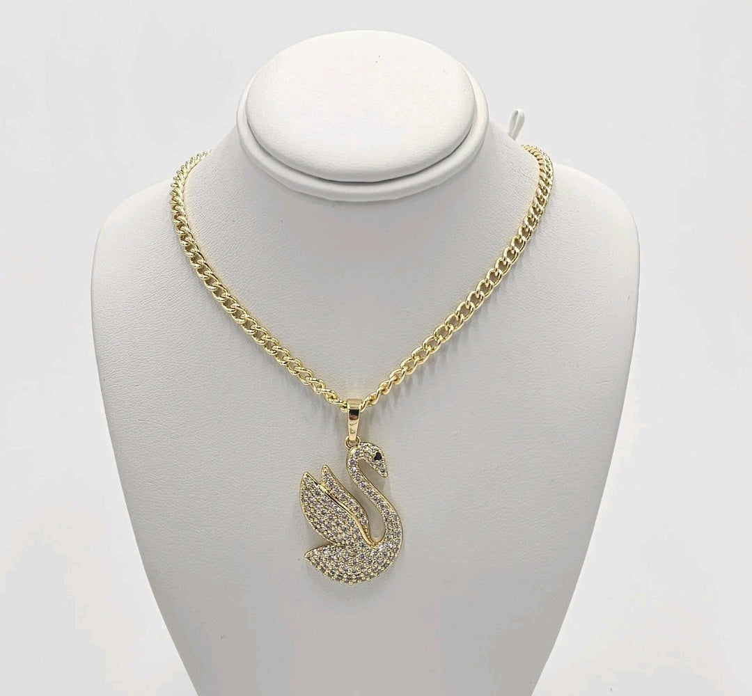 Cuban chain with pendant swan